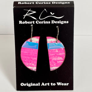 Robert Cerins -Earrings - Pink - Semi-circle by Robert Cerins - McMillan Arts Centre - Vancouver Island Art Gallery