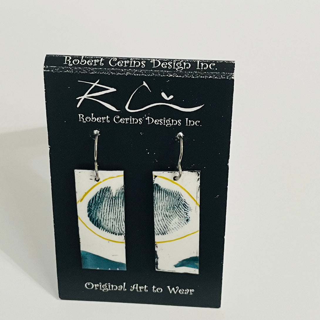 Robert Cerins - Earrings - Blue Teal - Rectangle