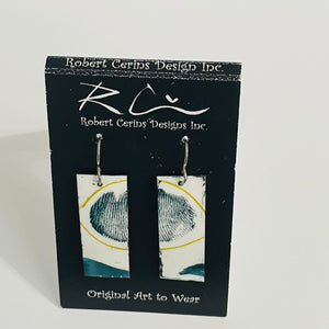 Robert Cerins - Earrings - Blue Teal - Rectangle - Robert Cerins - McMillan Arts Centre Gallery, Gift Shop and Box Office - Vancouver Island Art Gallery