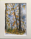 Fran Renwick -Watercolor painting - Orange trees, matted, unframed