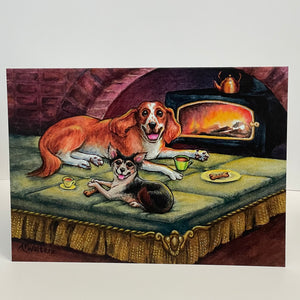 Andrea Walters - Card - Dogs by the Fire