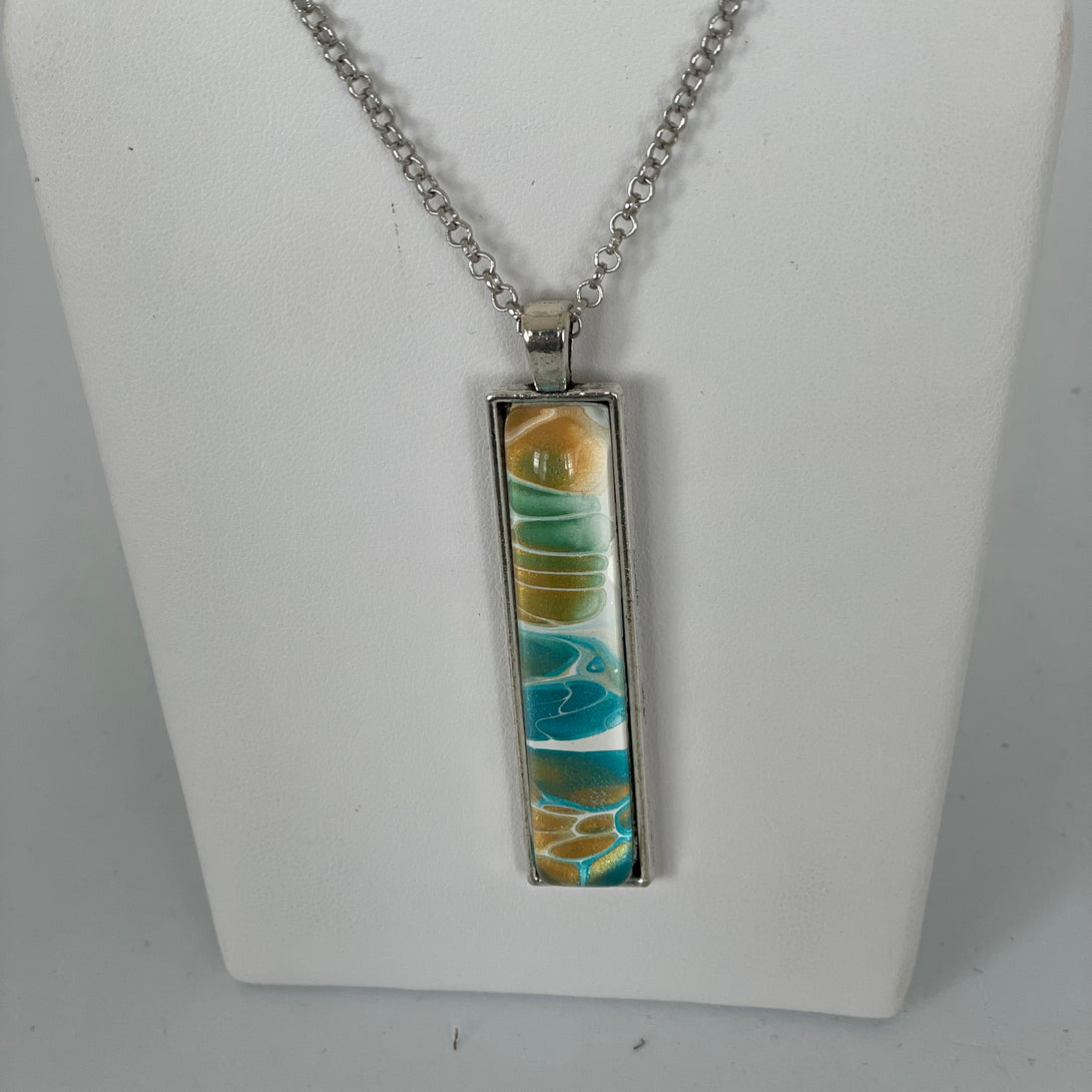 Linda Campbell - Pendant - Skinny rectangle on silver plated chain, 18