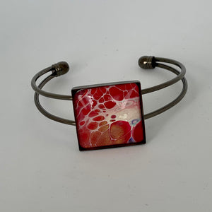 Linda Campbell - Jewellery - Cuff - gunmetal with square tile by Linda Campbell - McMillan Arts Centre - Vancouver Island Art Gallery