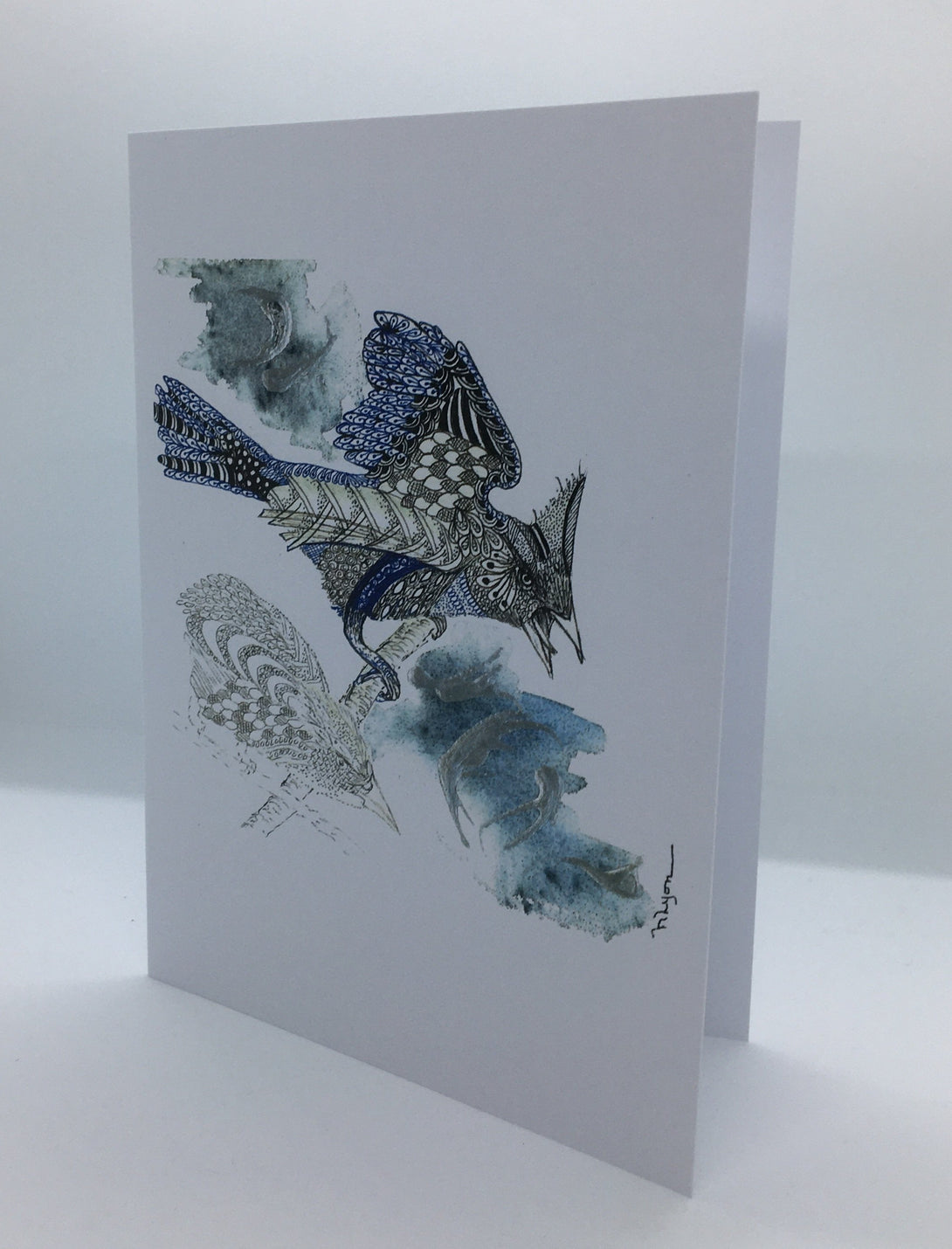 Nancy Lyon - Card - Zentangled blue jay by Nancy Lyon - McMillan Arts Centre - Vancouver Island Art Gallery