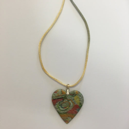 Lynn Orriss - Necklace - Polymer Clay heart by Lynn Orriss - McMillan Arts Centre - Vancouver Island Art Gallery