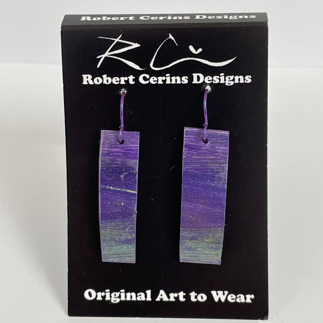 Robert Cerins - Earrings - Purple with silver - Rectangle by Robert Cerins - McMillan Arts Centre - Vancouver Island Art Gallery