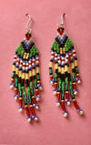 Bruce Thurston - Earrings -  Beaded design, purple, navy, red, green,
