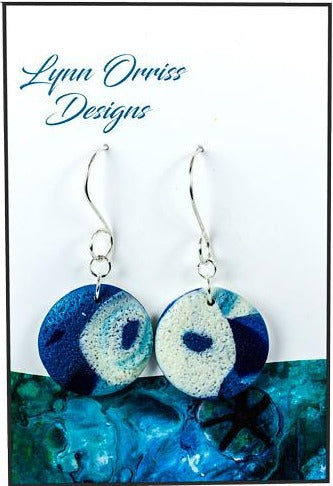 Lynn Orriss - Earrings - round blue tones by Lynn Orriss - McMillan Arts Centre - Vancouver Island Art Gallery