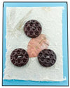 Lynn Orriss - Polymer Clay Button Set of 3 -Burgundy with honey comb design