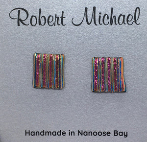 Robert Tutty - Earrings - Dichroic glass, fuschia pink - Robert Tutty - McMillan Arts Centre Gallery, Gift Shop and Box Office - Vancouver Island Art Gallery