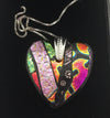 Robert Tutty - Heart pendant - pink, mauve, orange and black