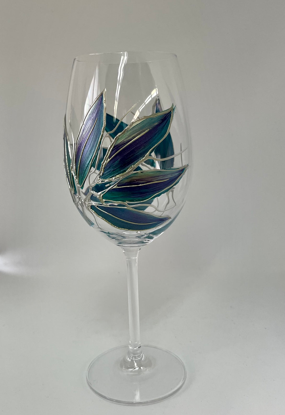 Lori Schiersmann - Wine Glass  - teal/purple/silver by Lori Schiersmann - McMillan Arts Centre - Vancouver Island Art Gallery