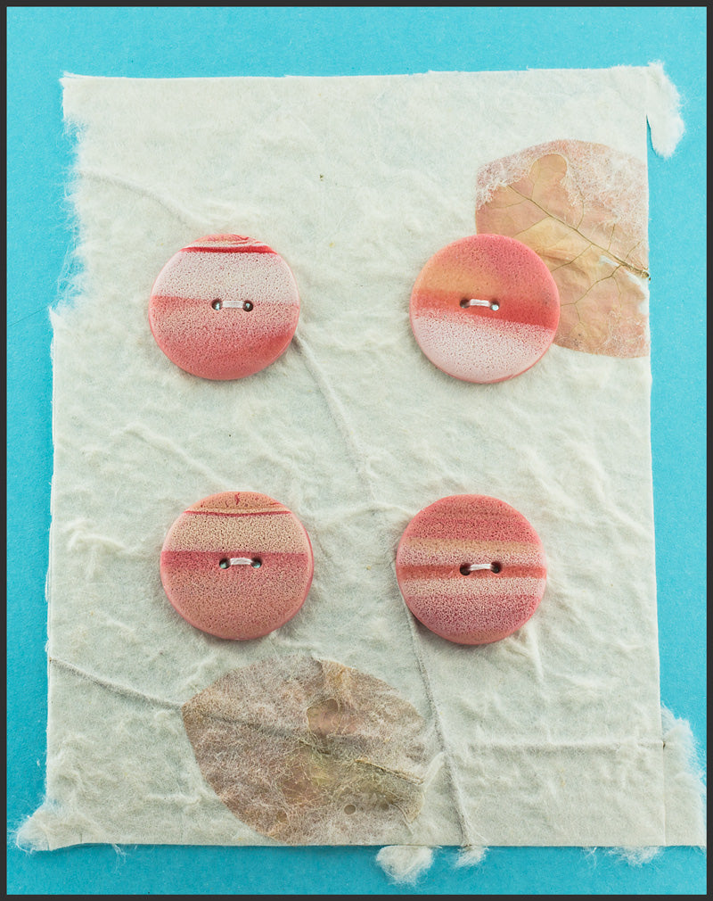 Lynn Orriss - Polymer Clay Button Set of 4 - coral blend - Lynn Orriss - McMillan Arts Centre Gallery, Gift Shop and Box Office - Vancouver Island Art Gallery