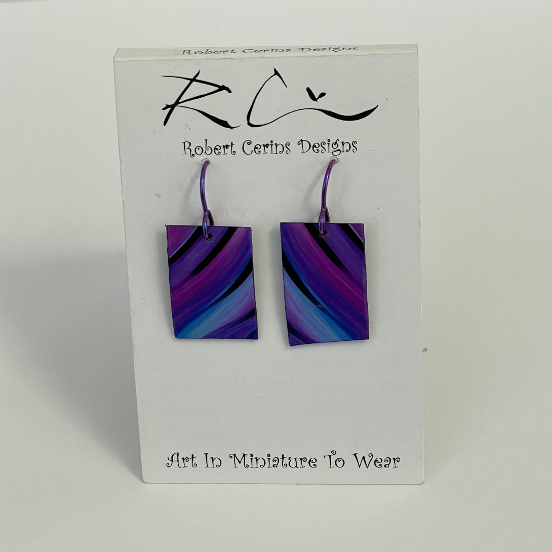 Robert Cerins - Earrings - Purple & blue - Rectangle by Robert Cerins - McMillan Arts Centre - Vancouver Island Art Gallery