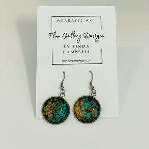 Linda Campbell - Earrings - Turquoise & copper, silver wire