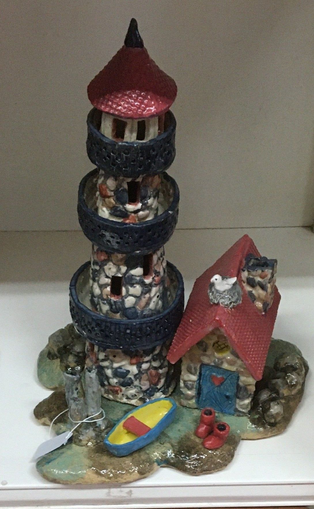 Elke Mihie - Pottery - Fairy House with a lighthouse by Elke Mihie - McMillan Arts Centre - Vancouver Island Art Gallery