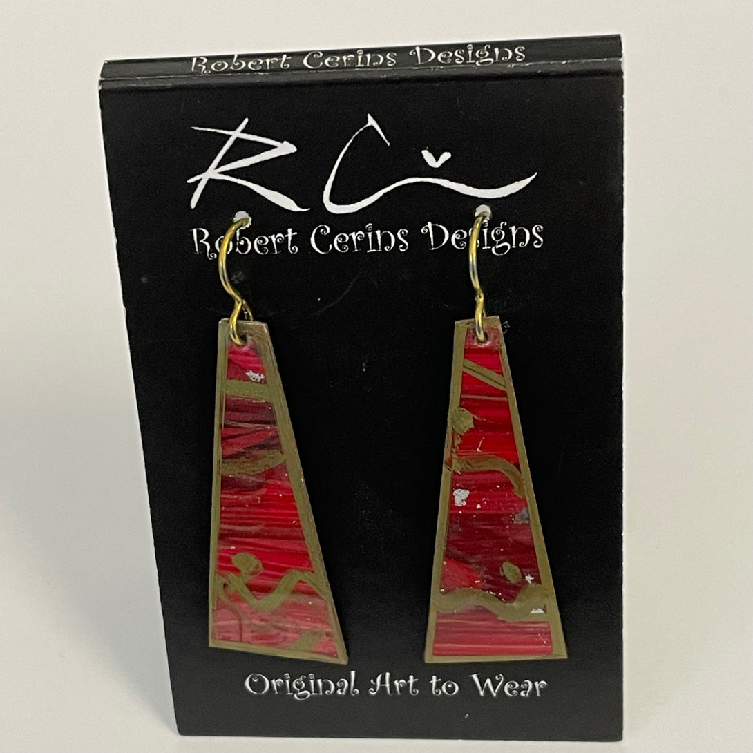 Robert Cerins - Earrings - Red -Pyramid shape by Robert Cerins - McMillan Arts Centre - Vancouver Island Art Gallery