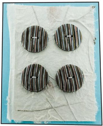 Lynn Orriss - Polymer Clay Button Set of 4 large - multi stripe by Lynn Orriss - McMillan Arts Centre - Vancouver Island Art Gallery