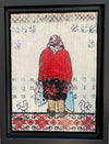 Fay St. Marie - Painting - "Babba Shopping"  collage & acrylic  7" x 5" framed