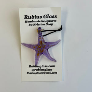 Rubius Glass - Pendant - Mauve Sea Star with adjustable cord by Rubius Glass - McMillan Arts Centre - Vancouver Island Art Gallery