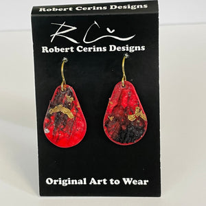 Robert Cerins - Earrings - Red - Pear-shaped by Robert Cerins - McMillan Arts Centre - Vancouver Island Art Gallery
