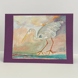 Nancy Butler - Card - Heron, copy of watercolour painting by Nancy Butler - McMillan Arts Centre - Vancouver Island Art Gallery
