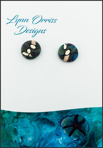 Lynn Orriss - Earrings small blue/gray stud by Lynn Orriss - McMillan Arts Centre - Vancouver Island Art Gallery