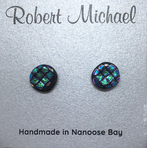Robert Tutty - Earrings - Dichroic glass, green by Robert Tutty - McMillan Arts Centre - Vancouver Island Art Gallery