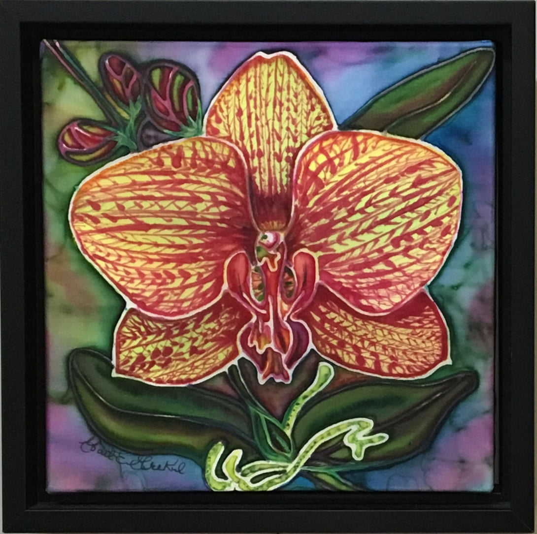 Gail Grekul -  Silk Painting - Orchid by Gail Grekul - McMillan Arts Centre - Vancouver Island Art Gallery