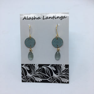 Alasha Lantinga - Earrings - "Teeny Penni" with Moss Aquamarine