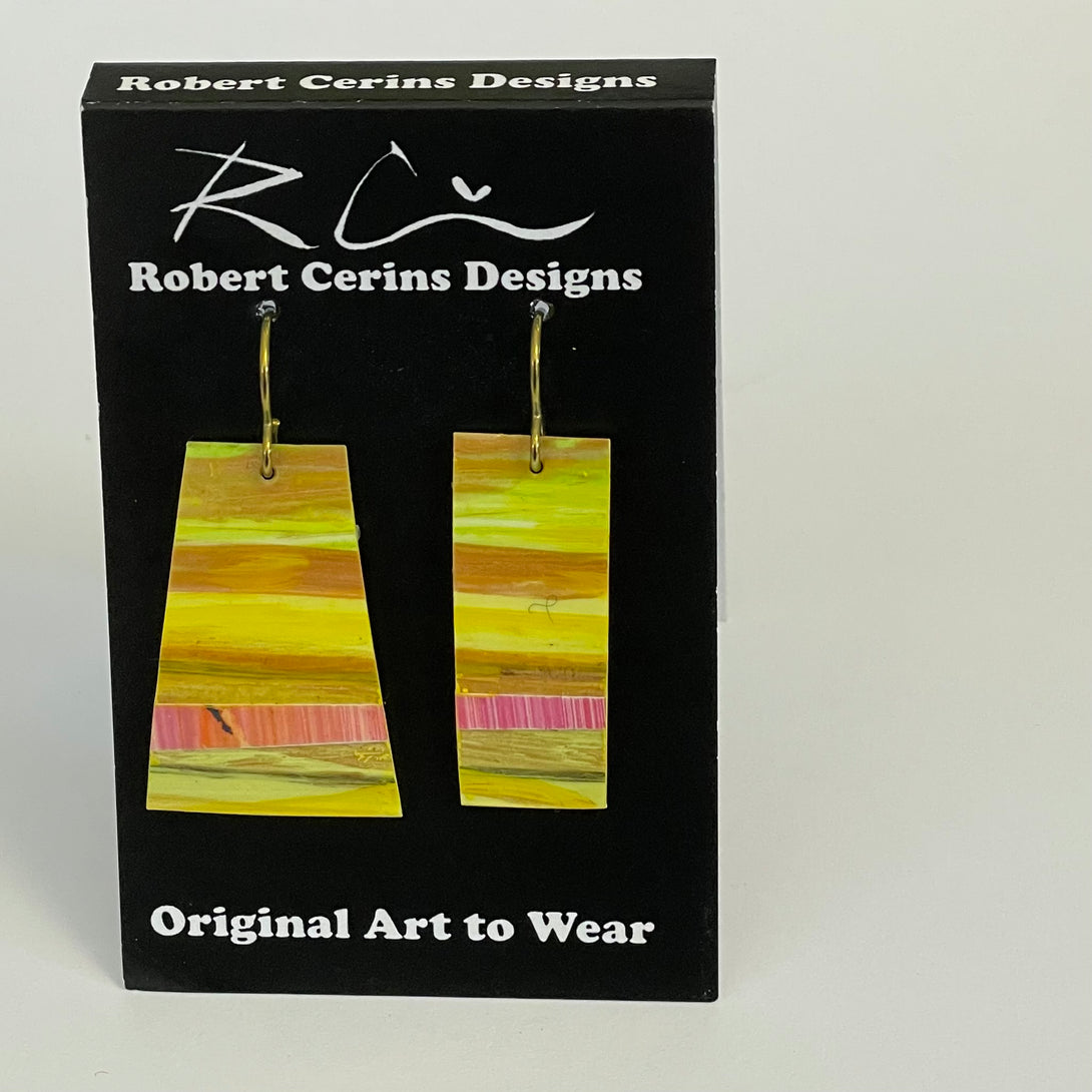 Robert Cerins - Earrings - Yellow - Trapezoid & Rectangle - Robert Cerins - McMillan Arts Centre Gallery, Gift Shop and Box Office - Vancouver Island Art Gallery