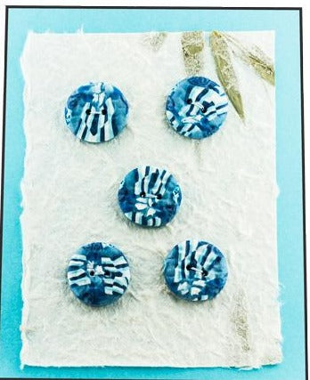 Lynn Orriss - Polymer Clay Button Set of 5 - light blue pattern - Lynn Orriss - McMillan Arts Centre - MAC Box Office - Vancouver Island Art Gallery