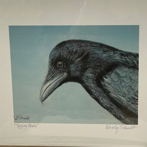 Wendy Schmidt - Print - "Spying Raven" 14" x 12"