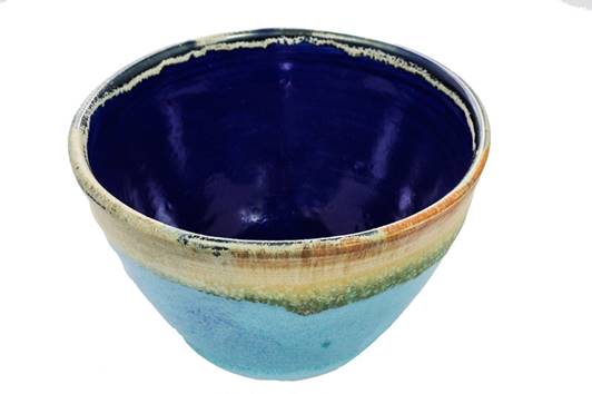 Donna Rathke - Pottery - Bowl - Robin egg blue with cobalt blue lining by Donna Rathke - McMillan Arts Centre - Vancouver Island Art Gallery