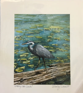 Wendy Schmidt - Matted Print - "Looking for Lunch" 14" x 12"