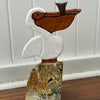 Ron Acton - Wood Art - Carving  - Pelican with fish in its mouth, mounted