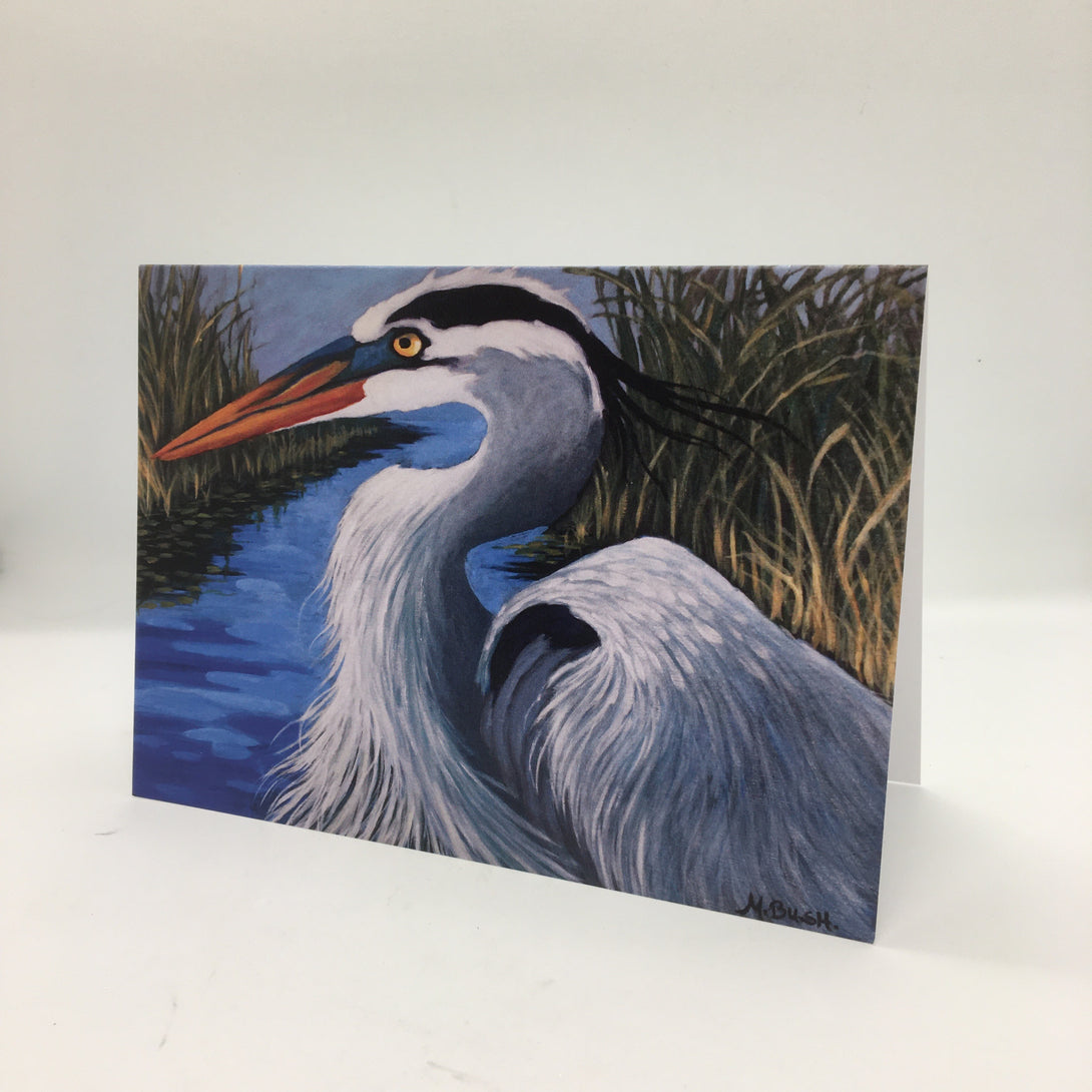 Muriel Bush - Card - Blue Heron by Muriel Bush - McMillan Arts Centre - Vancouver Island Art Gallery