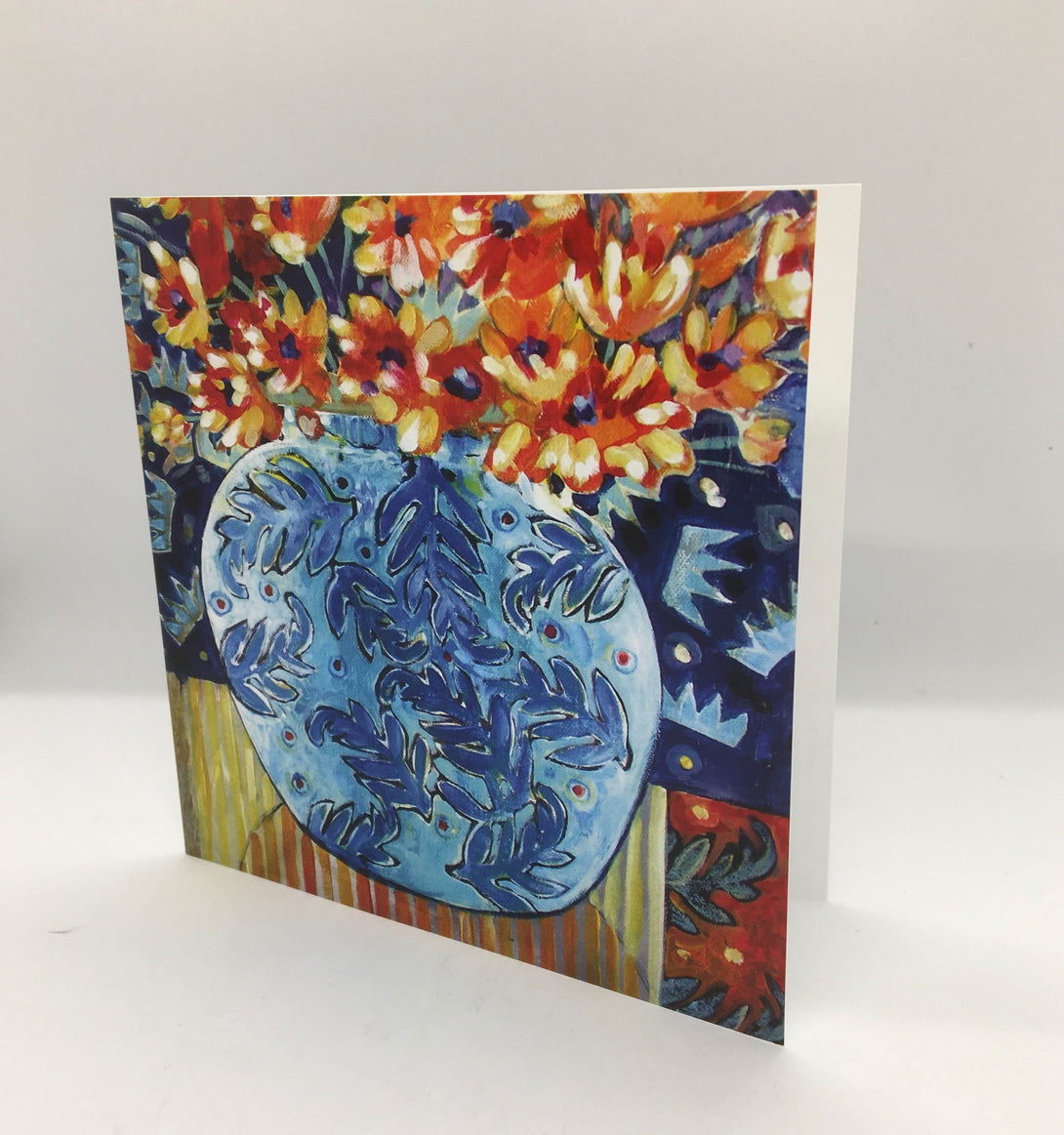 Jennifer McIntyre - Card - Flowers in blue vase by Jennifer McIntyre - McMillan Arts Centre - Vancouver Island Art Gallery